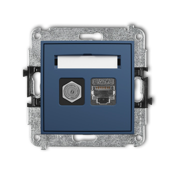 KARLIK MINI 64MGFK-5 Mechanizm gniazda antenowego poj. typu F (SAT) + gniazda komp. poj. 1xRJ45, kat. 6 ekranowany, 8-stykowy