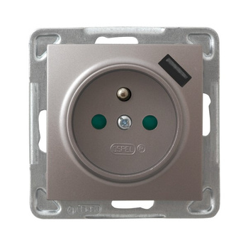 OSPEL IMPRESJA GP-1YZPUSB/m/23 Gniazdo z/u z przesłonami, ładowarka USB