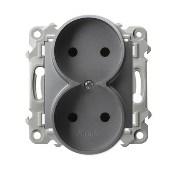 OSPEL SZAFIR GP-2ZR/m/70 Gniazdo podwójne moduł bez ramki szary