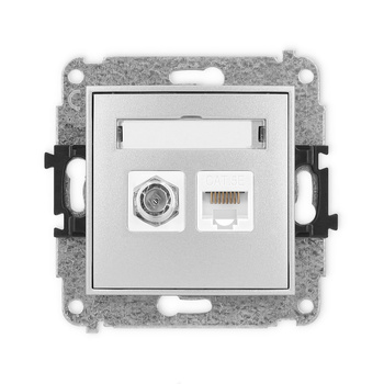 KARLIK MINI 7MGFK-1  Gniazdo antenowe pojedyńcze typu F (SAT) + gniazda komp. poj. 1xRJ45