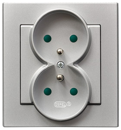 OSPEL SONATA GP-2RZP/38 Gniazdo podwójne z uziemieniem z przesłonami