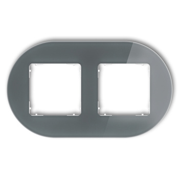 KARLIK ICON 28-0-IRSO-2 Ramka uniwersalna podwójna okrągła - efekt szkła (ramka: grafitowa; spód: biały)