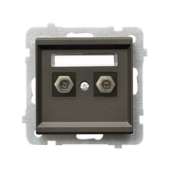 OSPEL SONATA GPA-2RF/m/40 Gniazdo antenowe typu F podwójne czekoladowy