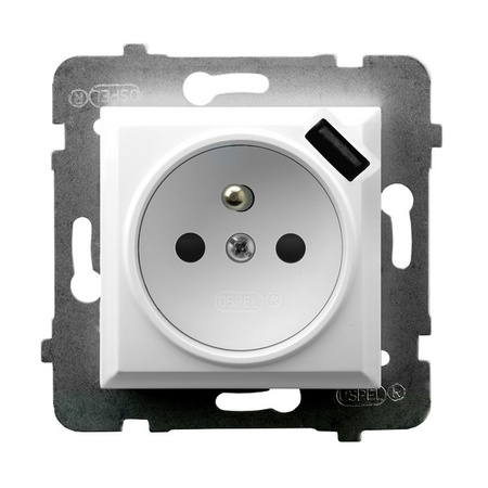 Ospel aria gp-1uzpusb/m/00 Gniazdo pojedyncze z/u z ładowarką USB