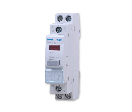 HAGER SVN432 Przycisk sterowniczy 2NO LED czerwona Ith=16A 230VAC
