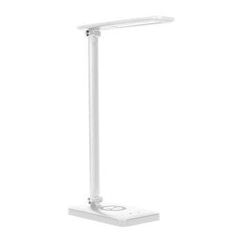 ISIYO LED 7W Lampka biurkowa z ładowarką indukcyjną i USB, 390lm, 3000-4000-6000K, zmiana temperatury barwowej i funkcja ściemniania,biała