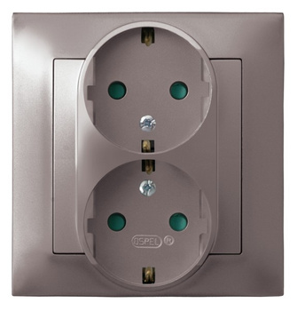 Ospel impresja GP-2YSP/23 Gniazdo podwójne schuko przesłłony, kompletne