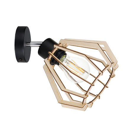 SOLIN kinkiet, moc max. 1x60W, E27, czarny, drewno