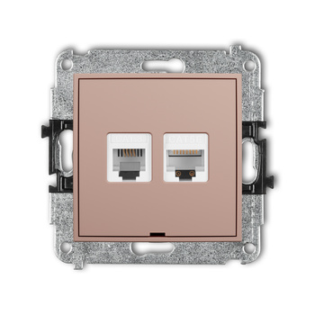 KARLIK ICON 62IGTKBO Mechanizm gniazda telefonicznego pojedynczego 1xRJ11 + komputerowego pojedynczego 1xRJ45, kat. 5e, 8-stykowy, beznarzędziowe, bez pola opisowego