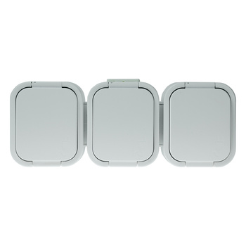 Gniazdo potrójne n/t 3x2P+Z, bryzgoszczelne z klapką B2, IP54, NT-316 B2, biały