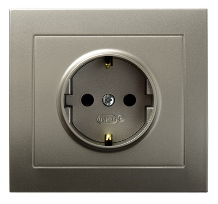 OSPEL KIER GP-1WS/45 Gniazdo pojedyncze z uziemieniem schuko satyna