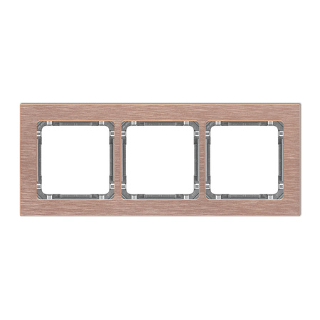 KARLIK DECO 9-11-DRA-3 Ramka uniwersalna potrójna - aluminium szczotkowane (ramka: kolor miedziany; spód: grafitowy)