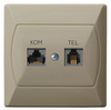 OSPEL AKCENT GPKT-A/F/01 Gniazdo sieciowe RJ 45 kat. 5e + RJ 11 beż