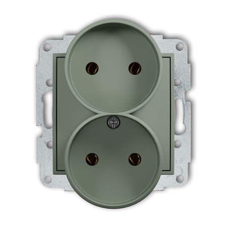 KARLIK MINI 61MGPR-2 Mechanizm gniazda podwójnego do ramki bez uziemienia 2x2P (bez przesłon torów prądowych)