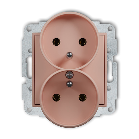 KARLIK MINI 62MGPR-2z Mechanizm gniazda podwójnego do ramki z uziemieniem 2x(2P+Z) (bez przesłon torów prądowych)