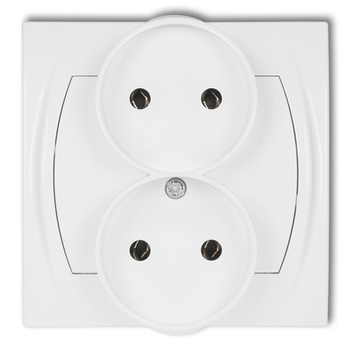 KARLIK LOGO LGPR-2  Gniazdo podwójne do ramki poziomej bez uziemienia 2x2P (bez przesłon torów prądowych)