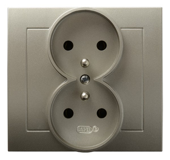 OSPEL KIER GP-2WZ/45 Gniazdo podwójne z uziemieniem satyna