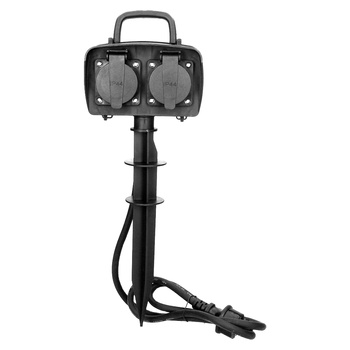 Gniazdo ogrodowe 2x2P+Z, 3680W, IP44, przewód 1,5m H07RN-F 3x1,5mm²