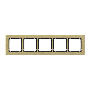 KARLIK DECO 8-12-DRA-5 Ramka uniwersalna pięciokrotna - aluminium szczotkowane (ramka: kolor mosiężny; spód: czarny)