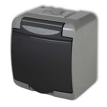 KARLIK JUNIOR 30GHE-1s  Gniazdo pojedyncze z uziemieniem SCHUKO 2P+Z (klapka grafitowa; bez przesłon)