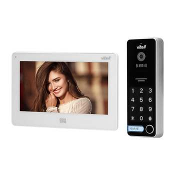 Zestaw wideodomofonowy, bezsłuchawkowy kolor, LCD 7", dotykowy, menu OSD, pamięć, gniazdo na kartę SD, DVR, sterowanie bramą, z szyfratorem i RFID, biały, TAURI MEMO