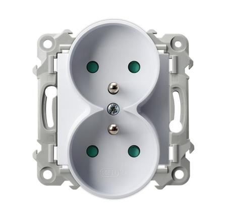 OSPEL SZAFIR GP-2ZRZP/m/00 Gniazdo podwójne z/u z przesłonami moduł