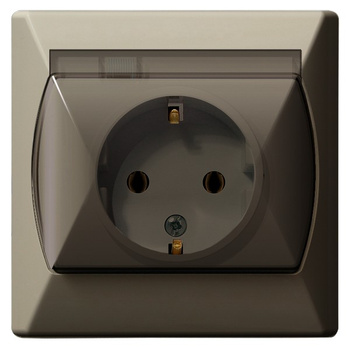 OSPEL AKCENT GPH-1AS/01/d Gniazdo bryzgoszczelne schuko IP-44 beż