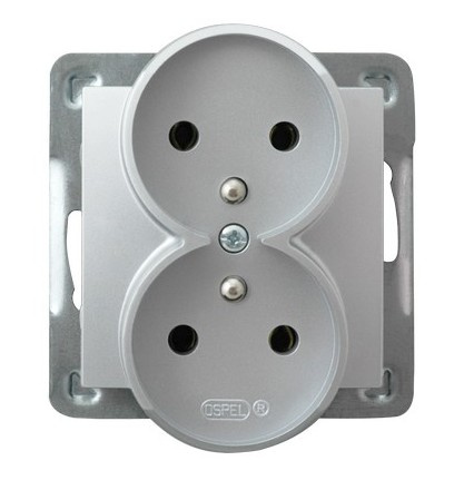 OSPEL IMPRESJA GP-2YRZ/m/18 Gniazdo podwójne z uziemieniem moduł 