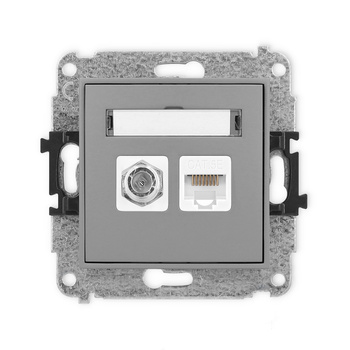 KARLIK MINI 27MGFK-1  Gniazdo antenowe pojedyńcze typu F (SAT) + gniazda komp. poj. 1xRJ45