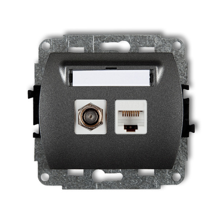 KARLIK TREND 11GFK-3 Gniazdo antenowe pojedyńcze typu F (SAT) + gniazda komp. poj. 1xRJ45