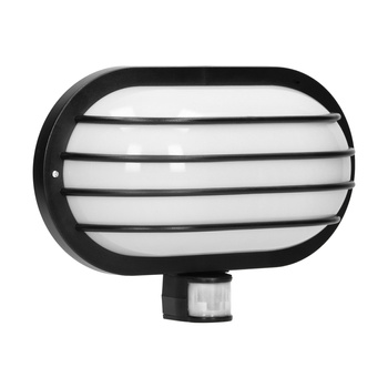 LASO, oprawa ogrodowa z czujnikiem ruchu 180°, 1x60W, E27, IP44, plastik, czarna