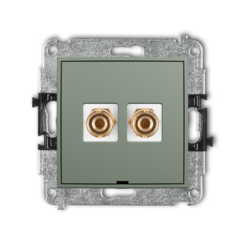 KARLIK MINI 61MGGBO-3 Mechanizm gniazda głośnikowego pojedynczego, bez pola opisowego (typu banan - czerwony i czarny, pozłacany, 4 mm2, do lutowania)