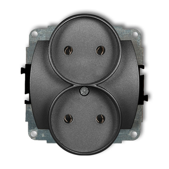 KARLIK TREND 11GPR-2 Mechanizm gniazda podwójnego do ramki poziomej bez uziemienia 2x2P (bez przesłon torów prądowych)