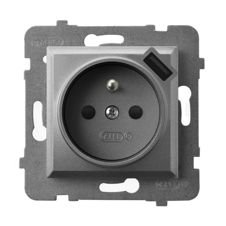 Ospel aria gp-1uzpusb/m/70 Gniazdo pojedyncze z uziemieniem z przesłonami torów prądowych, z ładowarką USB