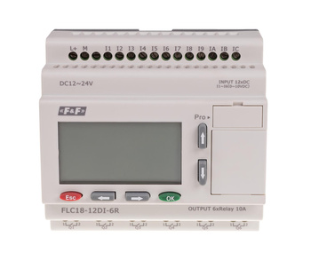 F&F Programowalny, uniwersalny sterownik logiczny FLC18-12DI-6R
