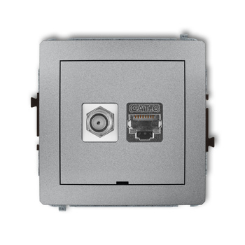 KARLIK DECO 7DGFKBO-5  Gniazdo antenowe pojedyńcze typu F (SAT) + gniazda komp. poj. 1xRJ45