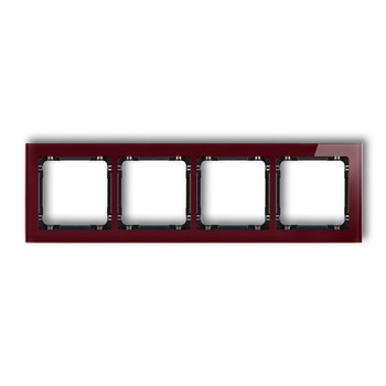 KARLIK DECO 14-12-DRS-4 Ramka uniwersalna poczwórna - efekt szkła (ramka: bordowa; spód: czarny)