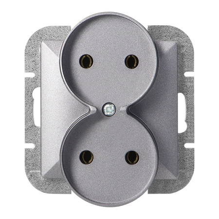 Gniazdo podwójne p/t 2x2P Pearl, 16A, 250V, PT-5PR, antracyt
