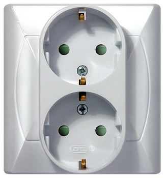 OSPEL AKCENT GP-2ASP/00 Gniazdo podwójne schuko z przesłonami torów