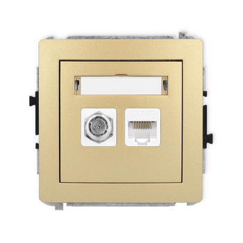 KARLIK DECO 29DGFK-1  Gniazdo antenowe pojedyńcze typu F (SAT) + gniazda komp. poj. 1xRJ45