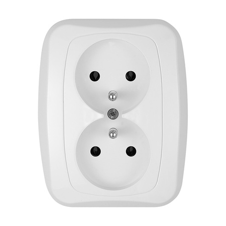 Gniazdo podwójne p/t 2x2p+Z 16A, 250V, ATUT, biały