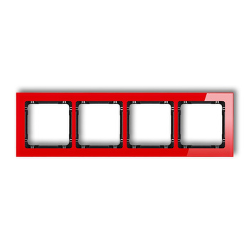 KARLIK DECO 17-12-DRS-4 Ramka uniwersalna poczwórna - efekt szkła (ramka: czerwona; spód: czarny)