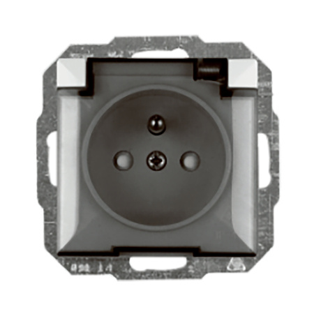 Gniazdo pojedyncze p/t 2P+Z bryzgoszczelnie z klapką Pearl, 16A, 250V, PT-16PHL, biały