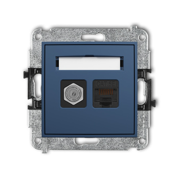 KARLIK MINI 64MGFK-1 Mechanizm gniazda antenowego poj. typu F (SAT) + gniazda komp. poj. 1xRJ45, kat. 5e, 8-stykowy