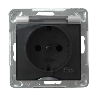 Ospel impresja GPH-1YS/m/18/d Gniazdo bryzgoszczelne schuko IP-44 srebr