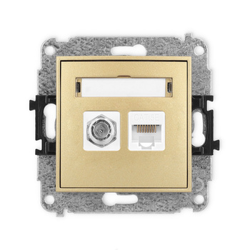 KARLIK ICON 29IGFK-1  Gniazdo antenowe pojedyńcze typu F (SAT) + gniazda komp. poj. 1xRJ45