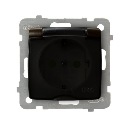 OSPEL KARO GPH-1SSP/m/40/d Gniazdo bryzgoszczelne z uziemieniem schuko IP-44 z przesłonami torów prądowych wieczko przezroczyste