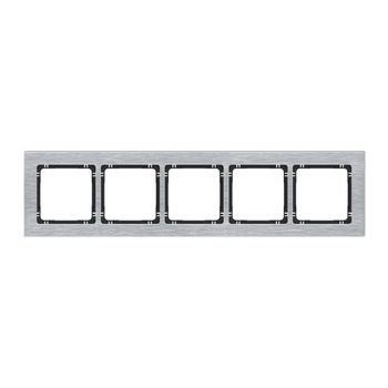KARLIK DECO 7-12-DRA-5 Ramka uniwersalna pięciokrotna - aluminium szczotkowane (ramka: srebrna; spód: czarny)