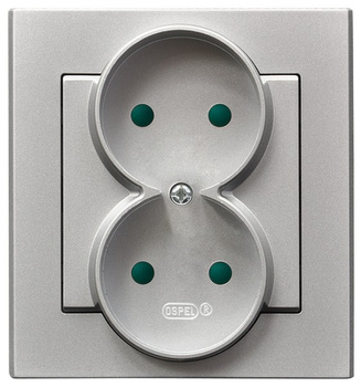 OSPEL SONATA GP-2RP/38 Gniazdo podwójne z przesłonami torów, kompletne