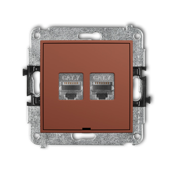 KARLIK MINI 63MGKBO-10 Mechanizm gniazda komputerowego podwójnego 2xRJ45, kat. 7, ekranowany, 8-stykowy, bez pola opisowego